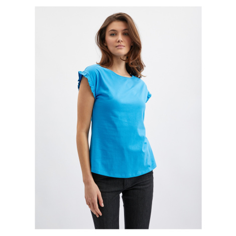 Orsay Blue Ladies T-shirt with frills - Women