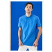 ALTINYILDIZ CLASSICS Pánske tričko Royal Blue 100% Bavlna s vyhrňovacím golierom Slim Fit Slim F