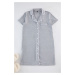 Trendyol Gray Cotton Piping Detailed Knitted Nightshirt