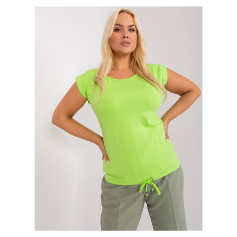 Light green women's plus size blouse with drawstring