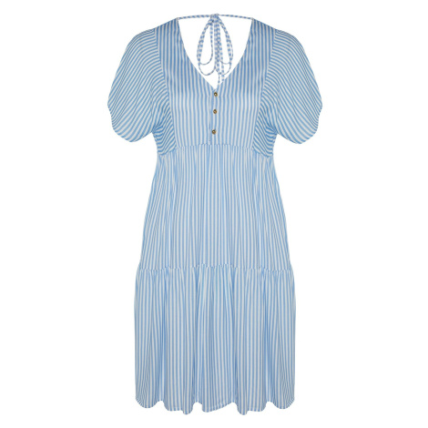 Trendyol Curve Blue Striped Woven Dress