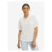 White Women's Basic Polo T-Shirt with Linen Admixture Tom Tailor - Women