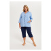 Women's pyjamas Jomala 3/4 sleeve, 3/4 legs - print/navy blue