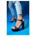 LuviShoes MONSEY Black Stone Women's Platform Heeled Evening Shoes