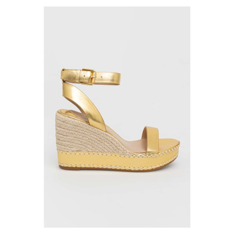 Kožené sandále Lauren Ralph Lauren 802898505001 dámske, zlatá farba, na kline