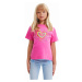 Detské bavlnené tričko Desigual ružová farba