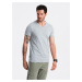 Ombre BASIC men's classic cotton tee-shirt with a crew neckline - grey melange