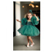 N4732 Dewberry Chiffon Sequined Girls Evening Dress-GREEN