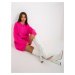 Fluo pink loose knitted dress with neckline in V RUE PARIS