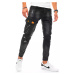 Čierne pánske džínsy s ozdobným prešívaním
