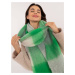 Green and gray winter scarf with fringe