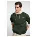 Trendyol Khaki Oversize/Wide Cut Hooded Polar Fleece Color Block Embroidered Sweatshirt