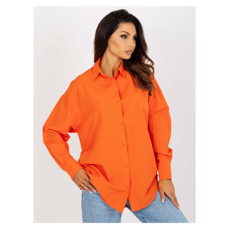 Orange oversize button shirt with cuffs