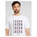 JACK & JONES Tričko 'JJDELVIN'  námornícka modrá / svetločervená / biela