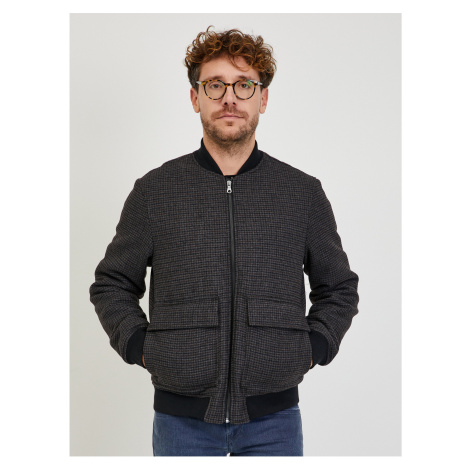Dark gray men's plaid jacket with wool Tom Tailor Denim - Men