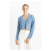 DEFACTO Regular Fit V Neck Basic Plain Buttoned Knitted Cardigan