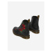 Čierne dámske kožené členkové topánky s kvetovaným vzorom Dr. Martens