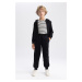 DEFACTO Boy's Black Thick Sweatshirt Fabric School Sweatpants