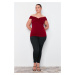 Trendyol Curve Claret Red Knitted Blouse with Knot Detail