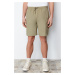 Trendyol Light Khaki Regular Fit Paper Touch Soft Touch Lace Waist Shorts Bermuda