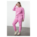 Trendyol Curve Pink Knitted Plus Size Top-Bottom Set