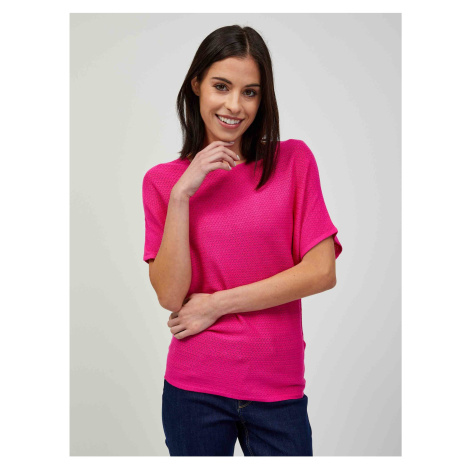 Tmavoružový ľahký vzorovaný sveter s krátkym rukávom ORSAY - Ženy