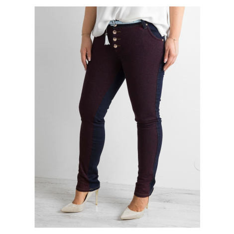 Jeans with a knitted insert, dark blue PLUS SIZE