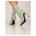 Moderné zelené členkové topánky dámske na ihličkovom podpätku