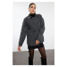 Trendyol Anthracite Midi Soft Texture Coat Look Knitwear Cardigan