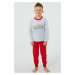 Chlapčenské pyžamo Italian Fashion Junák - dlhé bavlnené Sivo-červená