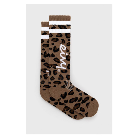 Ponožky s prímesou vlny Eivy hnedá farba