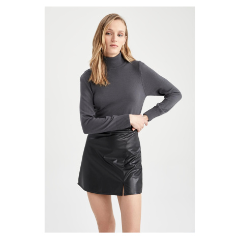 DEFACTO Relax Fit Turtleneck Cashmere Textured Extra Soft Basic Sweater