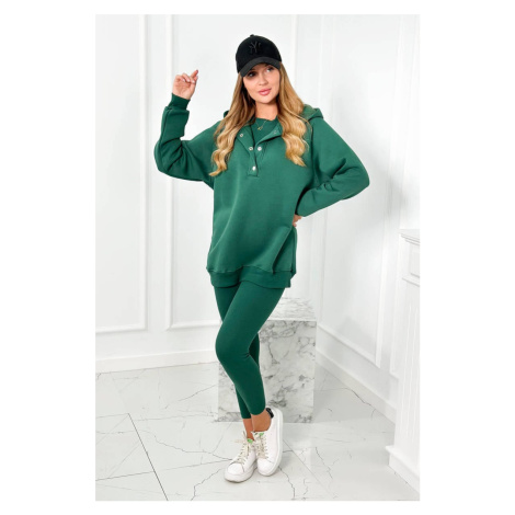 Set of 3-in-1 sweatshirt, top and leggings dark green