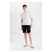 DEFACTO Regular Fit Laced Waist Cotton Shorts