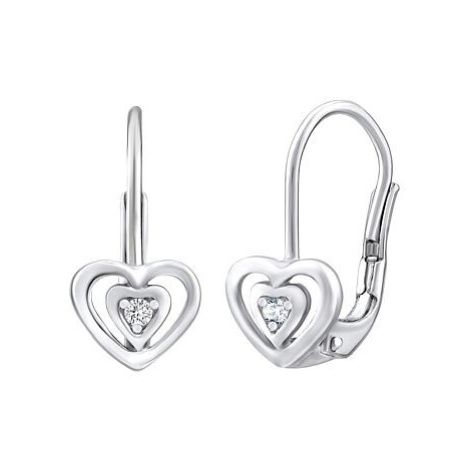 Silvego Strieborné náušnice srdiečka so Swarovski Zirconia SILVEGO70536Z