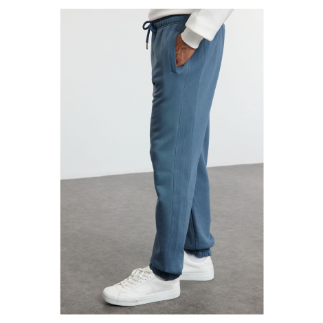 Trendyol Indigo Oversize/Wide Cut Fabric Mix Sweatpants