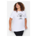 Trendyol Curve White Crew Neck Printed Knitted T-Shirt