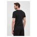 Bavlnené tričko Lacoste TH3374-001, čierna farba, jednofarebné