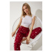 Happiness İstanbul Women's Vibrant Red Patterned Soft Textured Knitted Pajamas