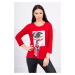 Blouse with graphics and a colorful bow 3D red