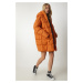Happiness İstanbul Dámsky oranžový oversized kabát s kapucňou