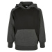 Boys' two-tone fake raglan hood with hood black/charcoal