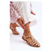 Women's flat sandals with zirconia beige Ascot
