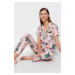 Trendyol Pink 100% Cotton Butterfly Patterned Shirt-Pants Knitted Pajama Set