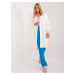 Women's ecru knitted cardigan without fastening