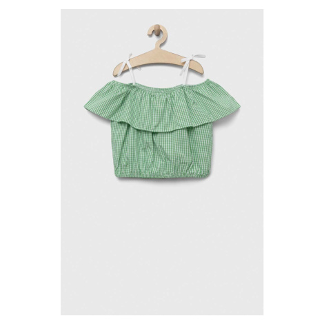 Detská bavlnená blúzka United Colors of Benetton zelená farba