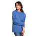 BK038 Pletený plisovaný sveter - modrý