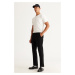 ALTINYILDIZ CLASSICS Men's Black Slim Fit Slim Fit Side Pockets Elastic Waist Classic Fabric Tro