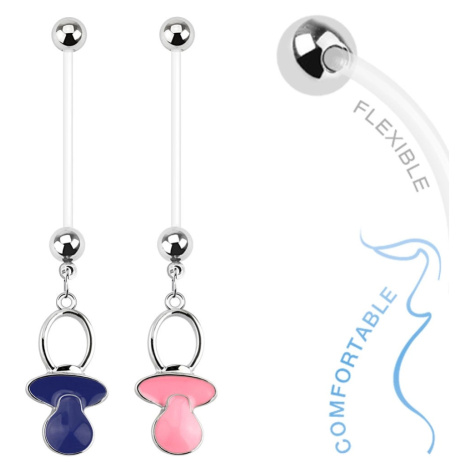 Piercing do bruška z bioflexu pre tehotné ženy, farebný cumlík - Farba piercing: Ružová