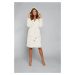 Women's style robe with long sleeves - ecru/print